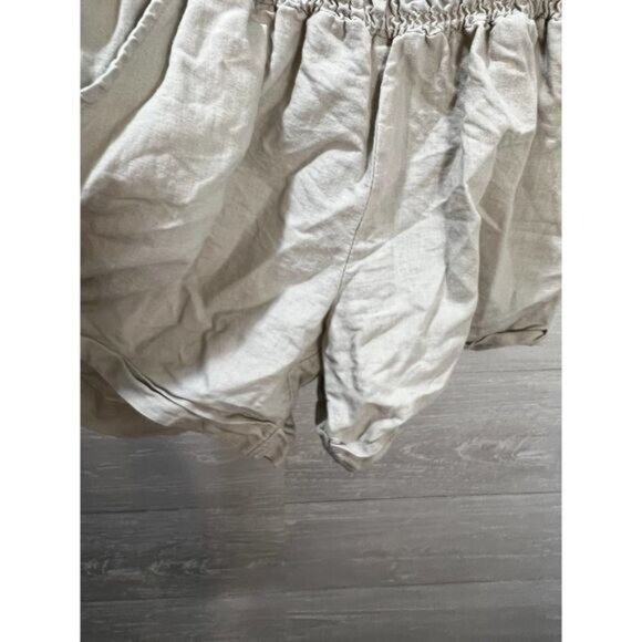 Beige Strapless Romper With Smocked Waist & Pockets Size S Lightweight Cotton Bl - Picture 4 of 7